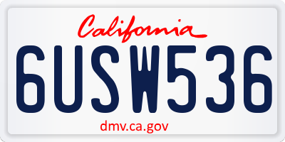 CA license plate 6USW536