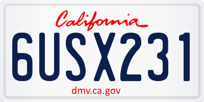 CA license plate 6USX231