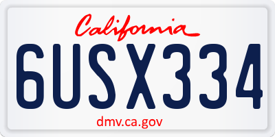 CA license plate 6USX334