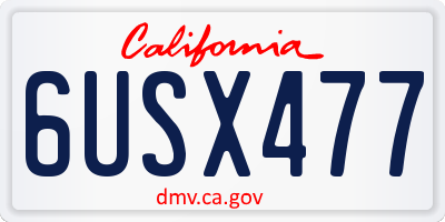 CA license plate 6USX477