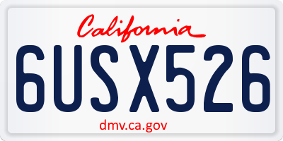 CA license plate 6USX526