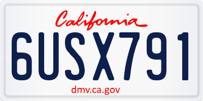 CA license plate 6USX791