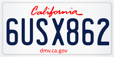 CA license plate 6USX862