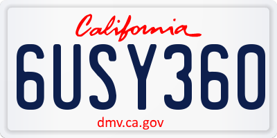 CA license plate 6USY360