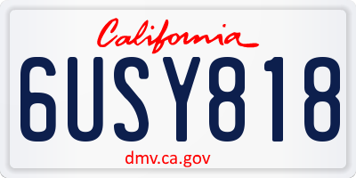 CA license plate 6USY818