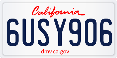 CA license plate 6USY906