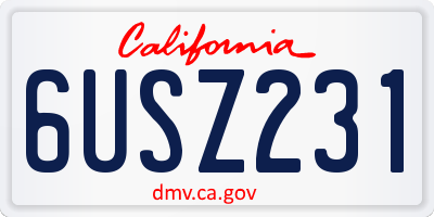 CA license plate 6USZ231