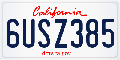 CA license plate 6USZ385