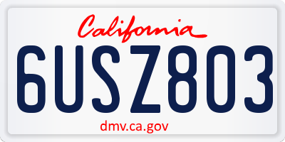CA license plate 6USZ803