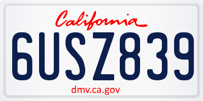 CA license plate 6USZ839