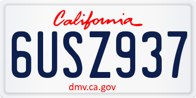 CA license plate 6USZ937