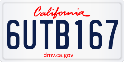 CA license plate 6UTB167