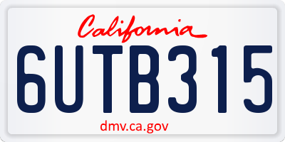 CA license plate 6UTB315