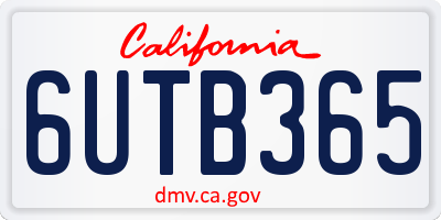 CA license plate 6UTB365
