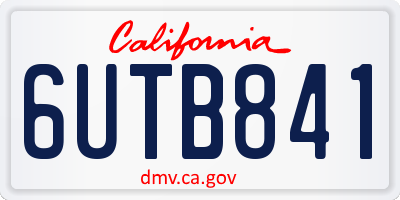 CA license plate 6UTB841