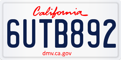 CA license plate 6UTB892