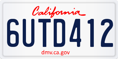 CA license plate 6UTD412