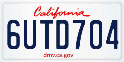 CA license plate 6UTD704