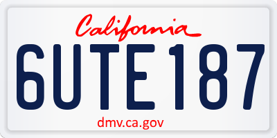 CA license plate 6UTE187