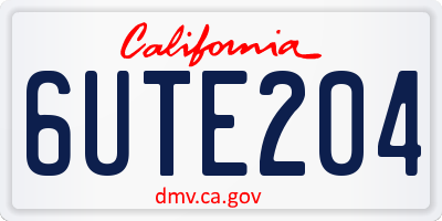 CA license plate 6UTE204