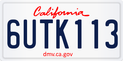 CA license plate 6UTK113