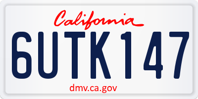 CA license plate 6UTK147