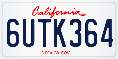 CA license plate 6UTK364