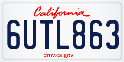 CA license plate 6UTL863