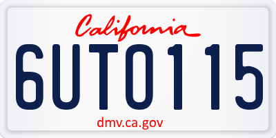 CA license plate 6UTO115