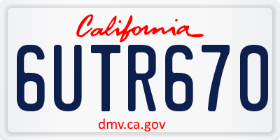 CA license plate 6UTR670