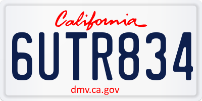 CA license plate 6UTR834