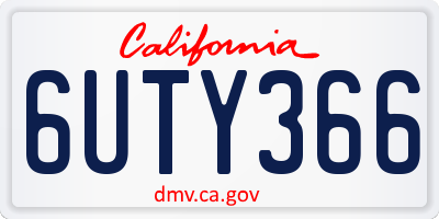 CA license plate 6UTY366