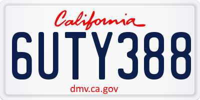 CA license plate 6UTY388