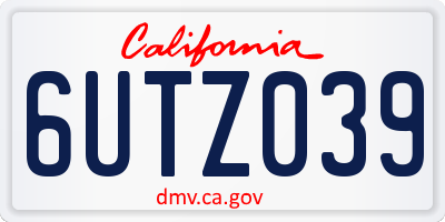 CA license plate 6UTZ039