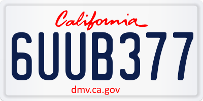 CA license plate 6UUB377