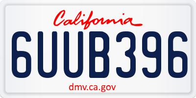 CA license plate 6UUB396