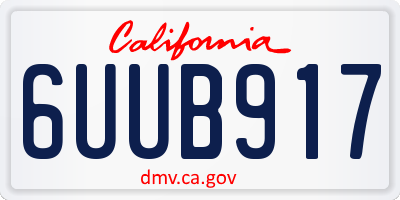 CA license plate 6UUB917