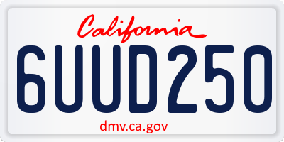 CA license plate 6UUD250