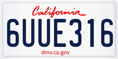 CA license plate 6UUE316