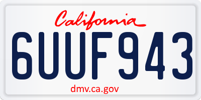 CA license plate 6UUF943