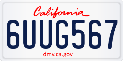CA license plate 6UUG567