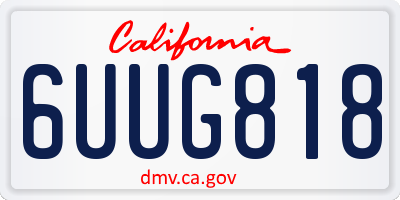 CA license plate 6UUG818
