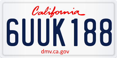 CA license plate 6UUK188