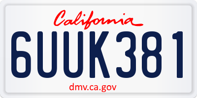 CA license plate 6UUK381