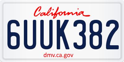 CA license plate 6UUK382