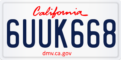 CA license plate 6UUK668
