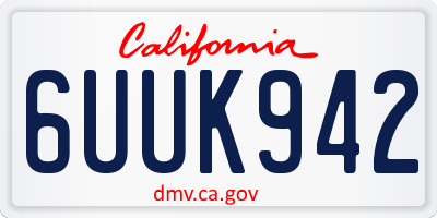 CA license plate 6UUK942