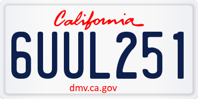 CA license plate 6UUL251
