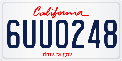 CA license plate 6UUO248