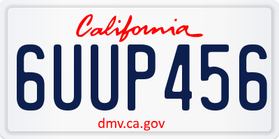 CA license plate 6UUP456